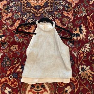 Metallic silver halter top